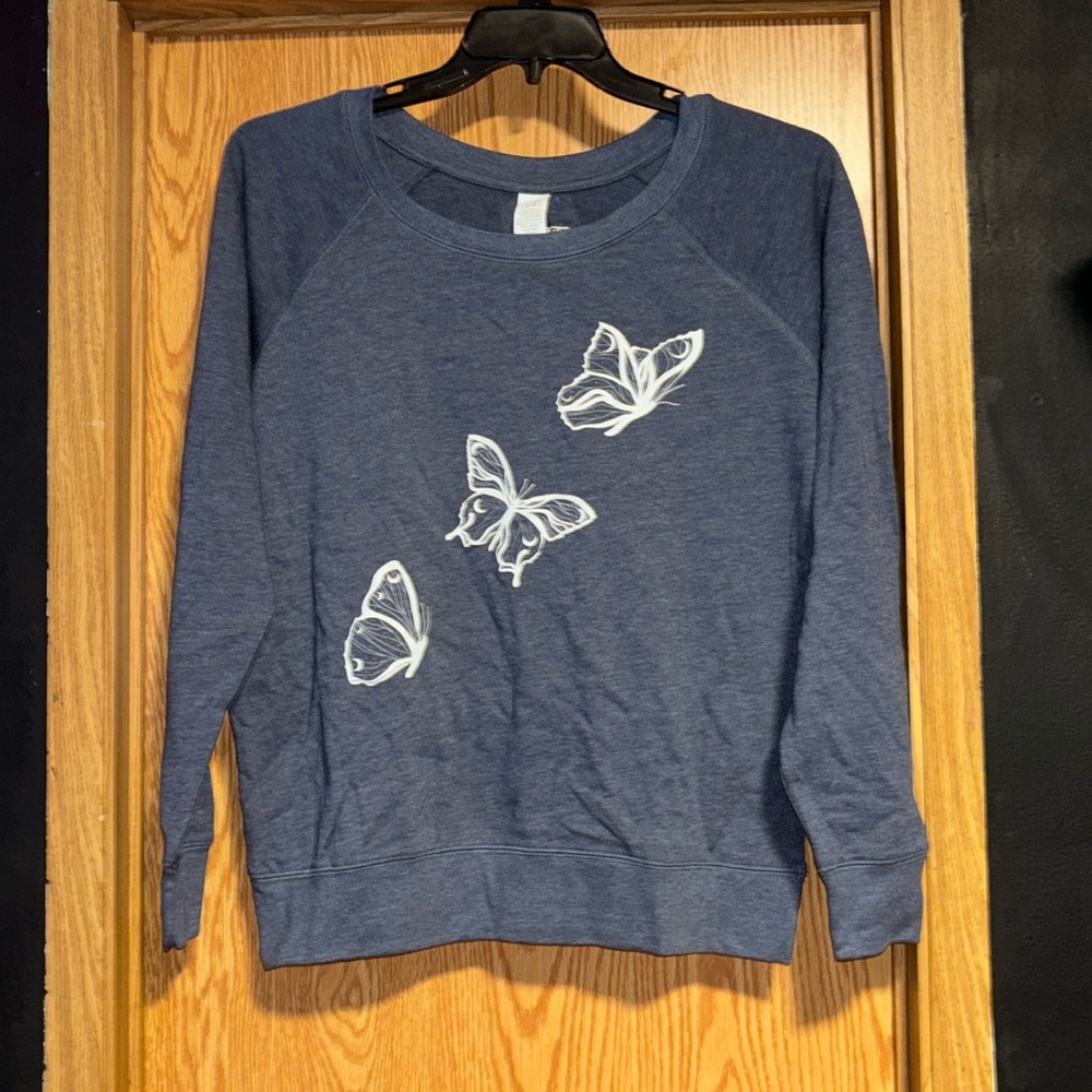 Blue sweater butterfly sweatshirt